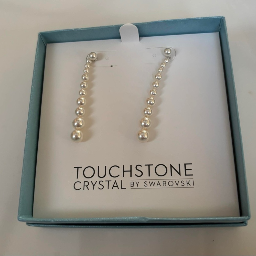 Touchstone Crystal Silver Pearl Cascade Earrings